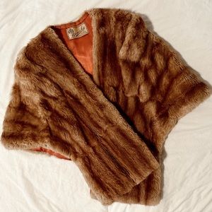 Antique Vintage Mink Stole Cape Shawl